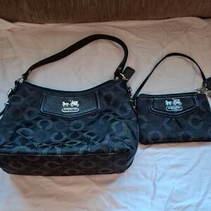 Coach Black and Gray Signature Shoulder Bag Set